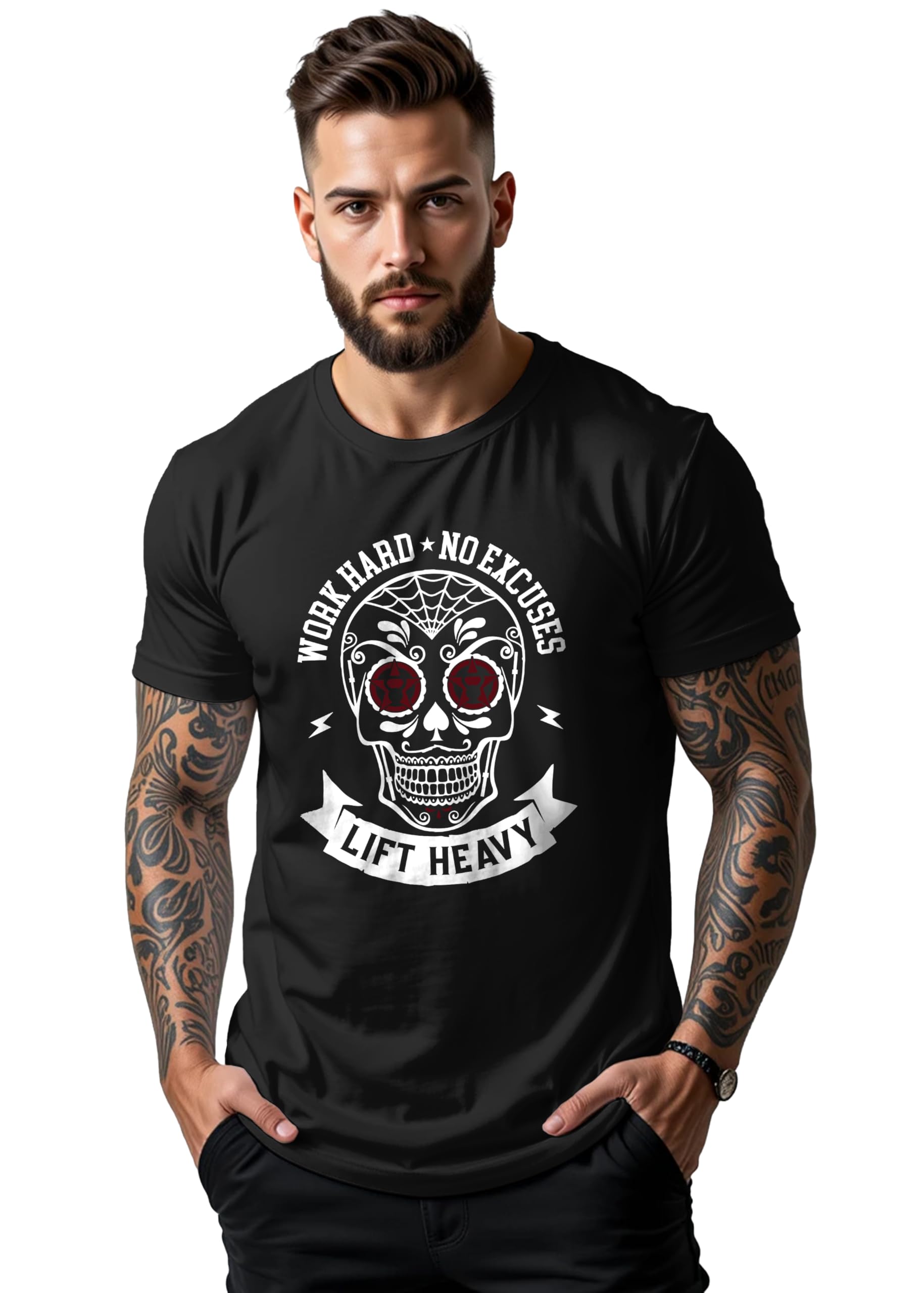 Peppyzone Mens Regular Fit T-Shirt (PZ-GYM153_Black