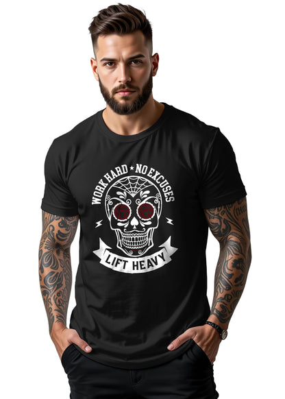 Peppyzone Mens Regular Fit T-Shirt (PZ-GYM153_Black