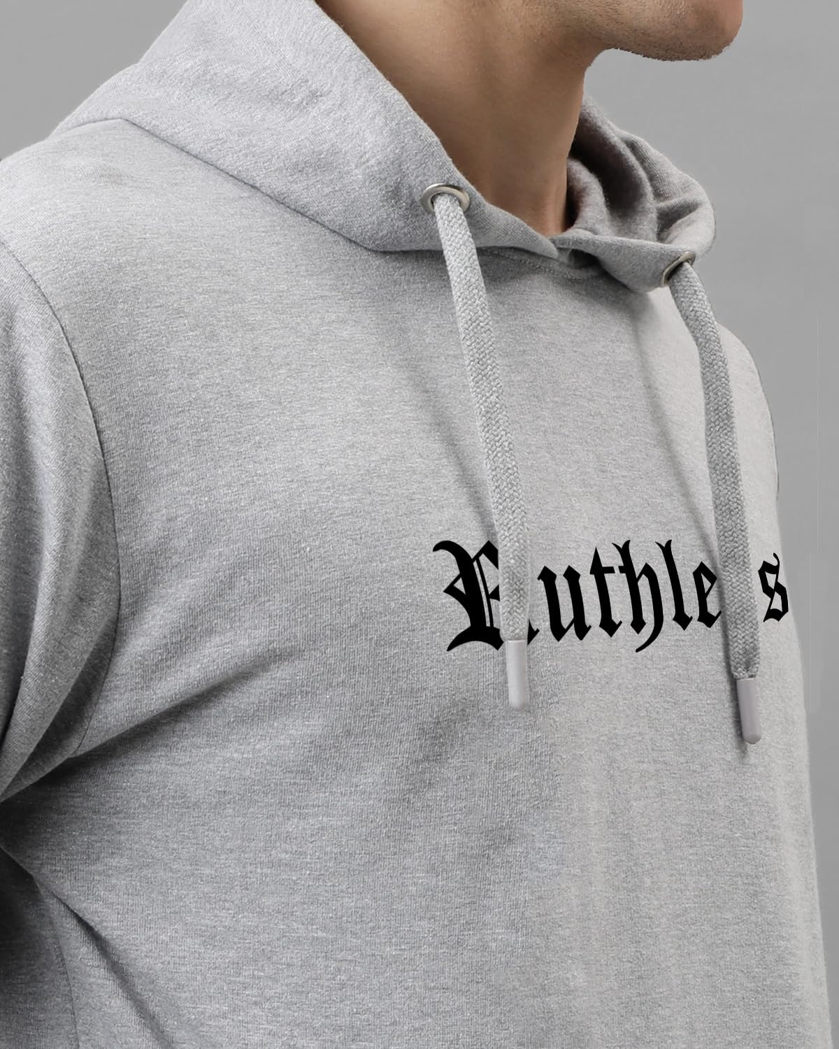 ADRO Men's Cotton Neck Hooded Sweatshirt (H24-RUTH-GR_Grey