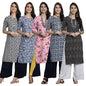 Pinkmint Crepe Printed Kurti For Womens College Wear Kurti Festival Wear Kurti For Women (Pack Of 5)