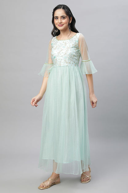 Aurelia WomenS Polyester Classic Ankle Length Dress (23Fea14044_Green