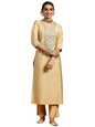 Libas WomenS Silk Blend Embroidered Kurta Set (Gs938_Beige