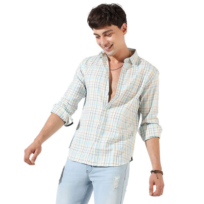 Campus Sutra Mens Multicolour Checkered Spread Collar Button Up Shirt for Casual Wear | Regular Fit | Cotton Shirt Crafted with