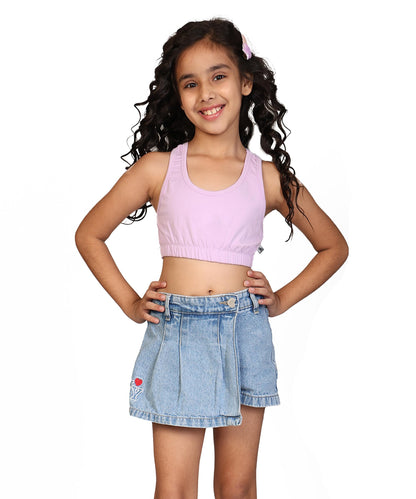Kyda Kids Girls Antibacterial Cotton Sports Bra Training Bras, Non Padded, Chest Double Layered Wireless Light Padded Bra