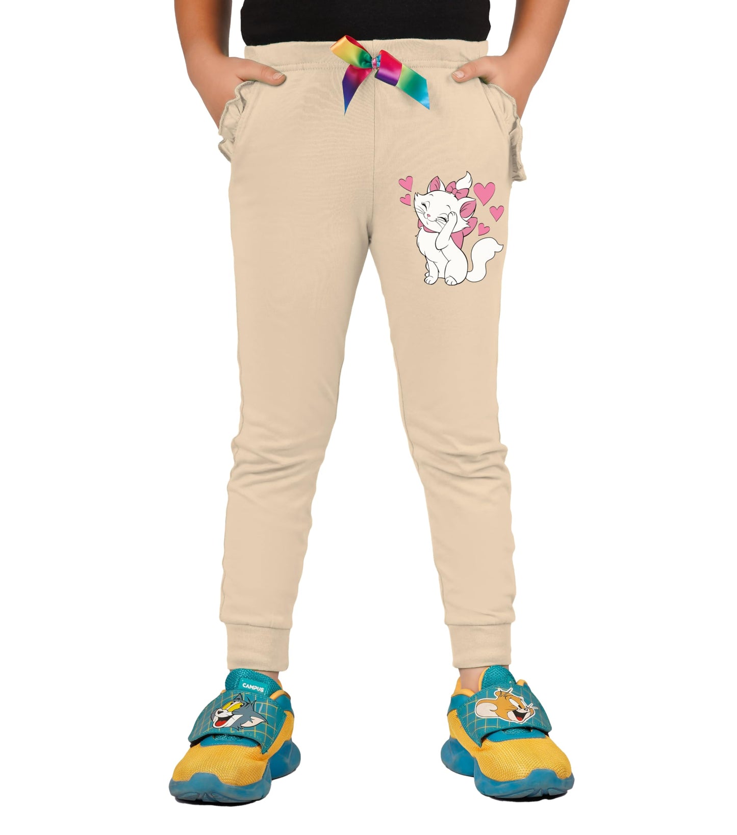 Kyda Kids Cotton Printed Regular Fit Track Pants For Girls (Pack Of 2)