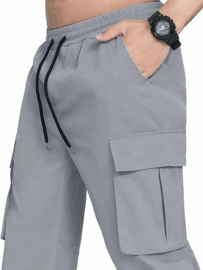 Deelmo MenS Regular Fit Solid Pattern Cotton Blend Cargo Pant With Full Length And Drawstring Closure Type | Cargo Pant For Man