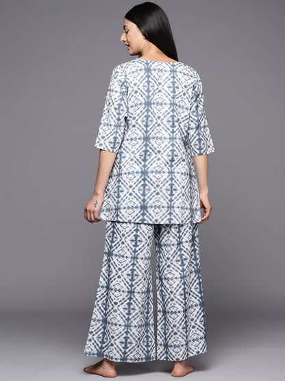 Libas Womens Printed Cotton Night Suit Set For Women Grey