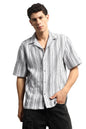 Hubberholme Men Summer Cotton Spread Collar Short Sleeves Oversized Casual Shirt 41 White