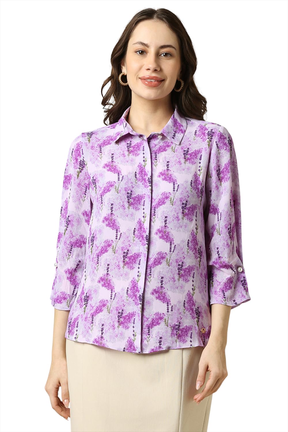 Allen Solly Women Regular Fit Printed Formal Button-Down Shirt