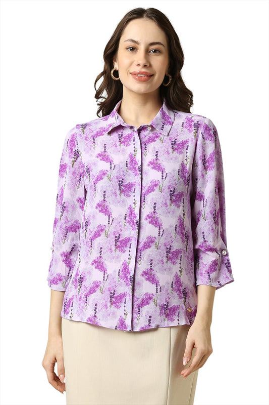 Allen Solly Women Regular Fit Printed Formal Button-Down Shirt