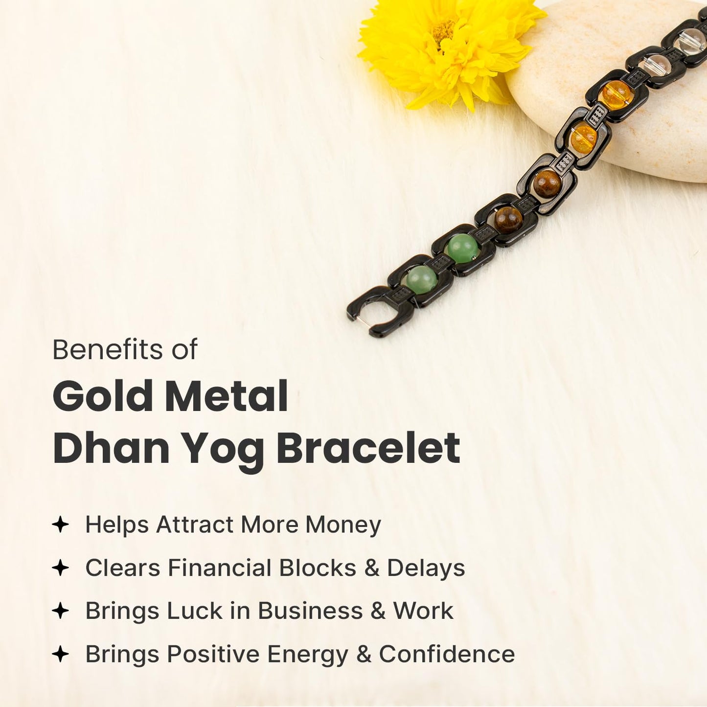 Astrotalk Metal Dhan Yog Bracelet (Black) | Attracts Wealth & Financial Prosperity | Pyrite, Citrine, Tiger Eye, Quartz,Hematite & Aventurine Astrology Bracelet for Man & Woman | Gift for Man & Woman
