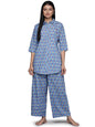 Libas Womens Printed Cotton Night Suit Set For Women Blue