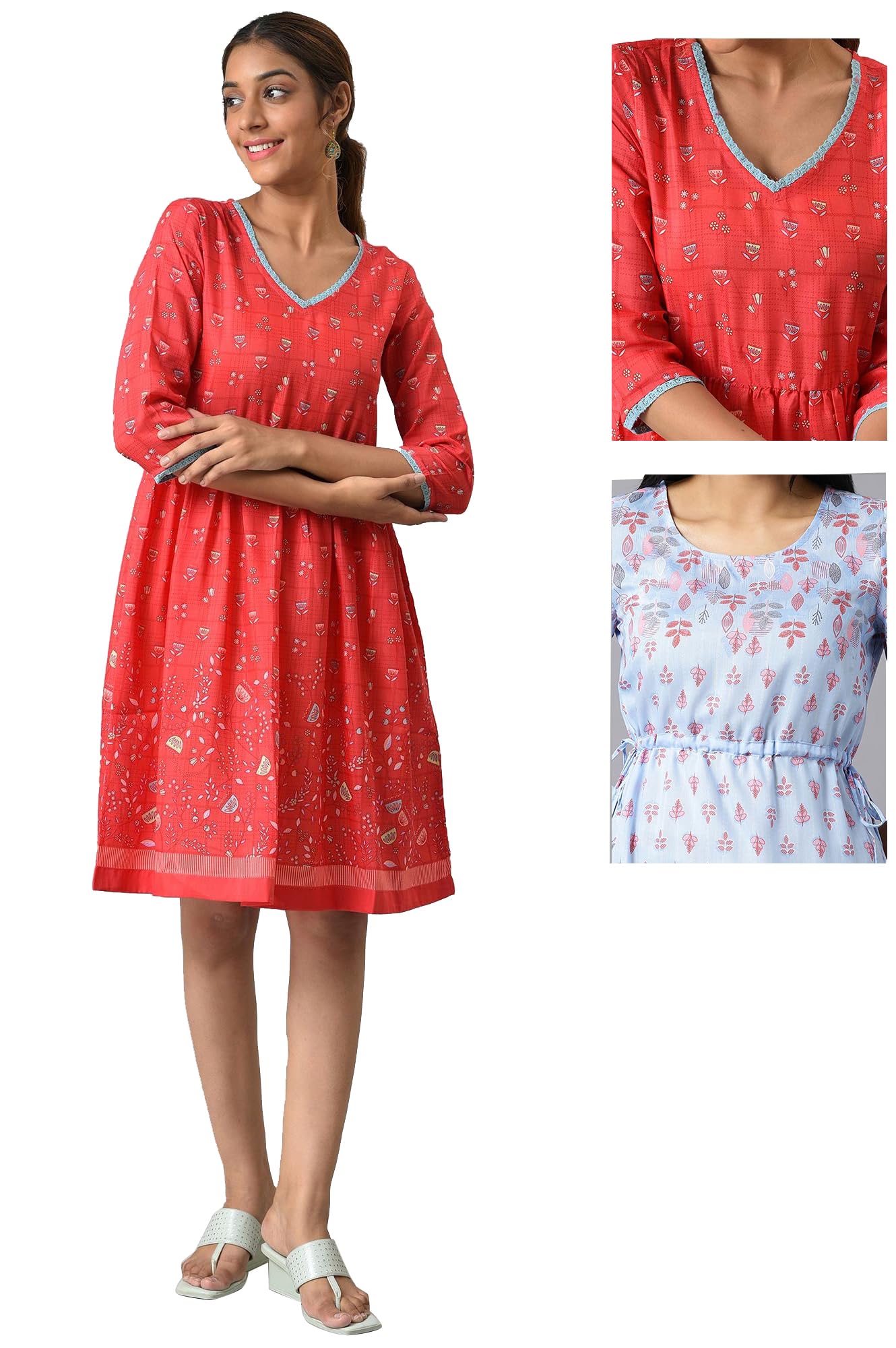 Aurelia Women's Dress Combo (Pack of 2) (Size: XS)-24VCT2A-10024 Red