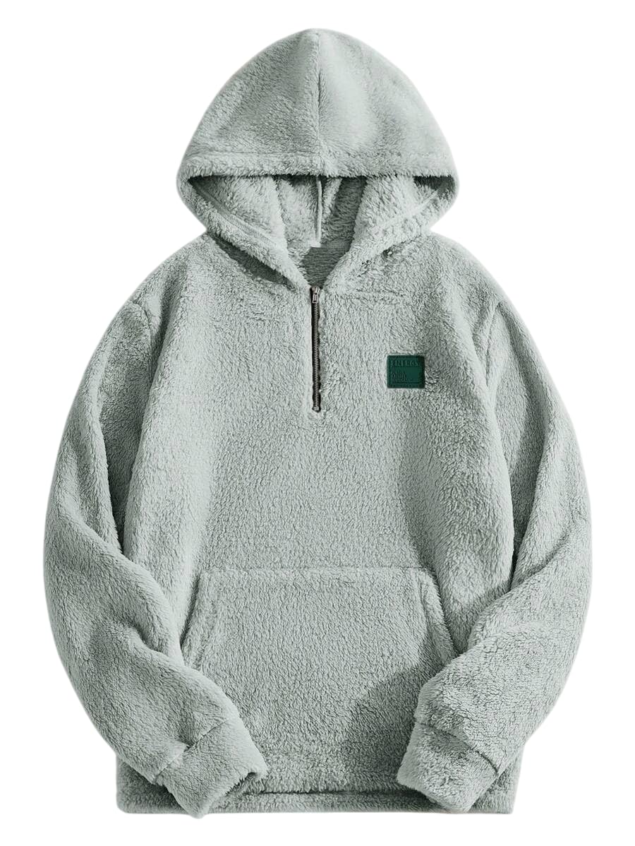 TAGAS Unisex Fleece Hoodie  Ultra Soft Sherpa Pullover with Half-Zip & Kangaroo Pocket Sweatshirt Hoodie