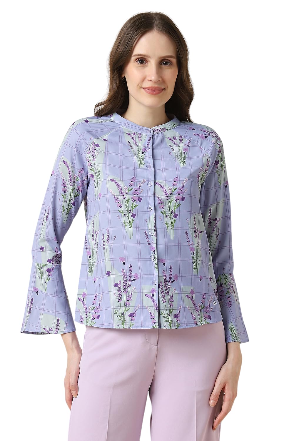 Allen Solly Women Regular Fit Printed Formal Polyester Full Sleeve Button-Down Shirt