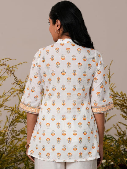 Libas WomenS Pure Cotton Printed Straight Kurtis (26866_White