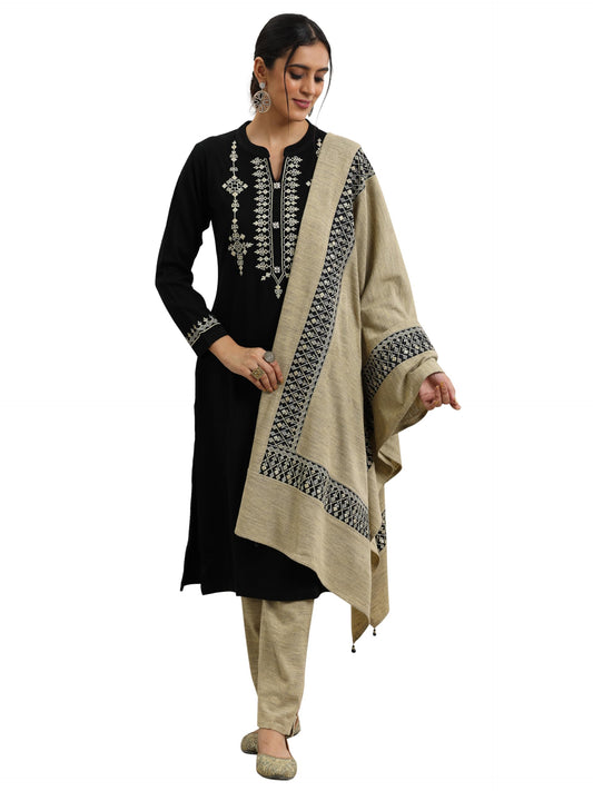 Libas WomenS Wool Blend Yoke Design Kurta Set (48763W_Black