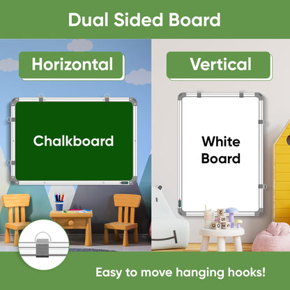 Yajnas Non Magnetic 1.5X3 Feet Double Sided White Board And Chalk Board Both Side Writing Boards, One Side White Marker And Reve