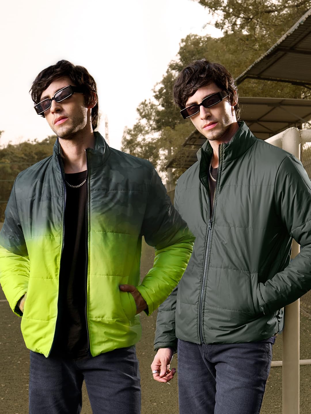 The Souled Store TSS Originals: Camo Fade Men Puffer Jackets Jackets Winter Coats Outerwear Bomber Puffer Windbreaker Hooded Qui