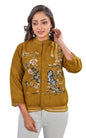 Kesudi WomenS Embroidered Button-Down Shirt For WomenS | Casual Wear Floral Design Tunic Shirt | 3/4 Sleeve Mandarin Collar Sh