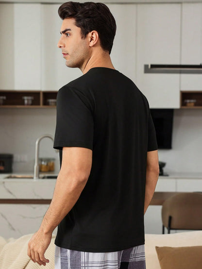 Shasmi Mens Black Rich Solid Round Neck Half Sleeve Plain Regular Fit Cotton T-Shirt l Comfortable and Versatile Fashion Tee, T