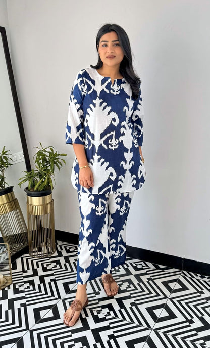 Nermosa Printed Straight Kurta Set for Women | Kurta Pant Set Office Wear | Co-ord Set |