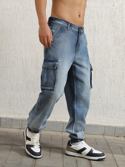 Hubberholme Men Summer Cotton Tapered Fit Mid-Rise Smart Casual Jeans 138