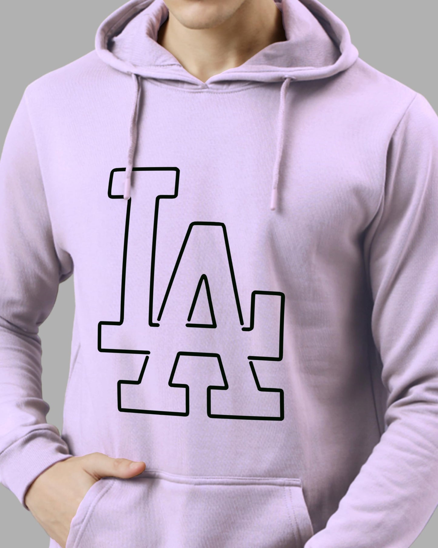ADRO Mens Cotton Neck Hooded Sweatshirt (H24-LA-PU_Lavendar