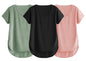 Fabricorn Combo Of Three Plain Black, Sage Green And Dusty Rose V-Neck Up And Down Cotton Tshirt For Women (Black, Sage Green, D