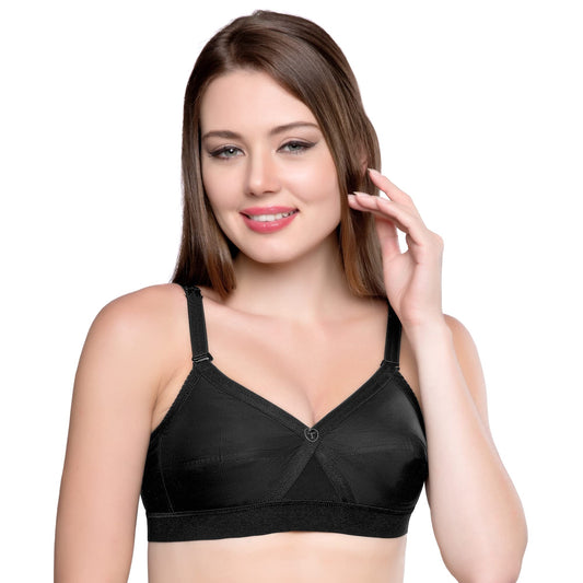 Trylo WomenS Cotton Non-Padded Wire Free Full-Coverage Bra (Krutika-102_Black_38G_Black_38G)