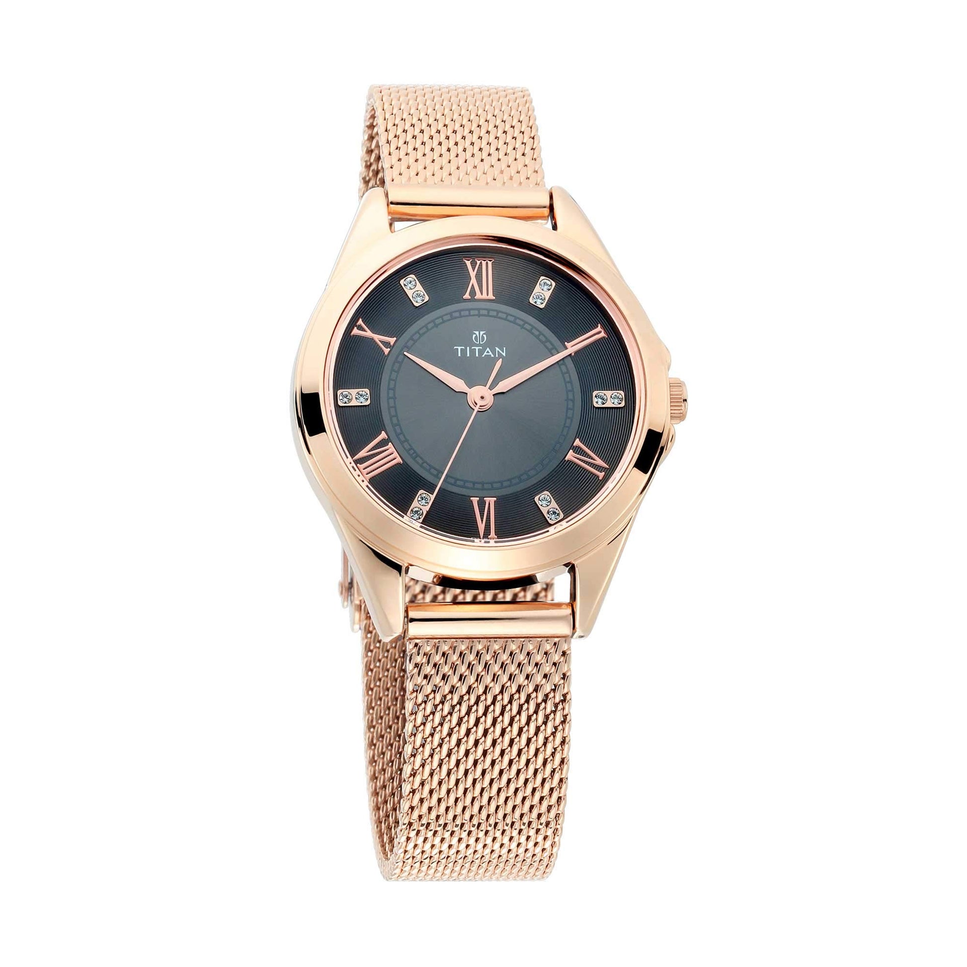 Titan Sparkle Anthracite Dial Analog Stainless Steel Womens Watch - 2565Wm01