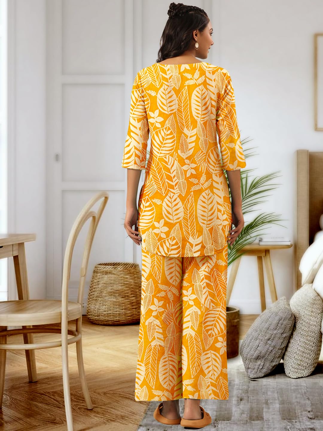 Tee Projekt Cotton Ethnic Wear Co Ord Set for Women | Co Ord Set for Women Stylish Yellow