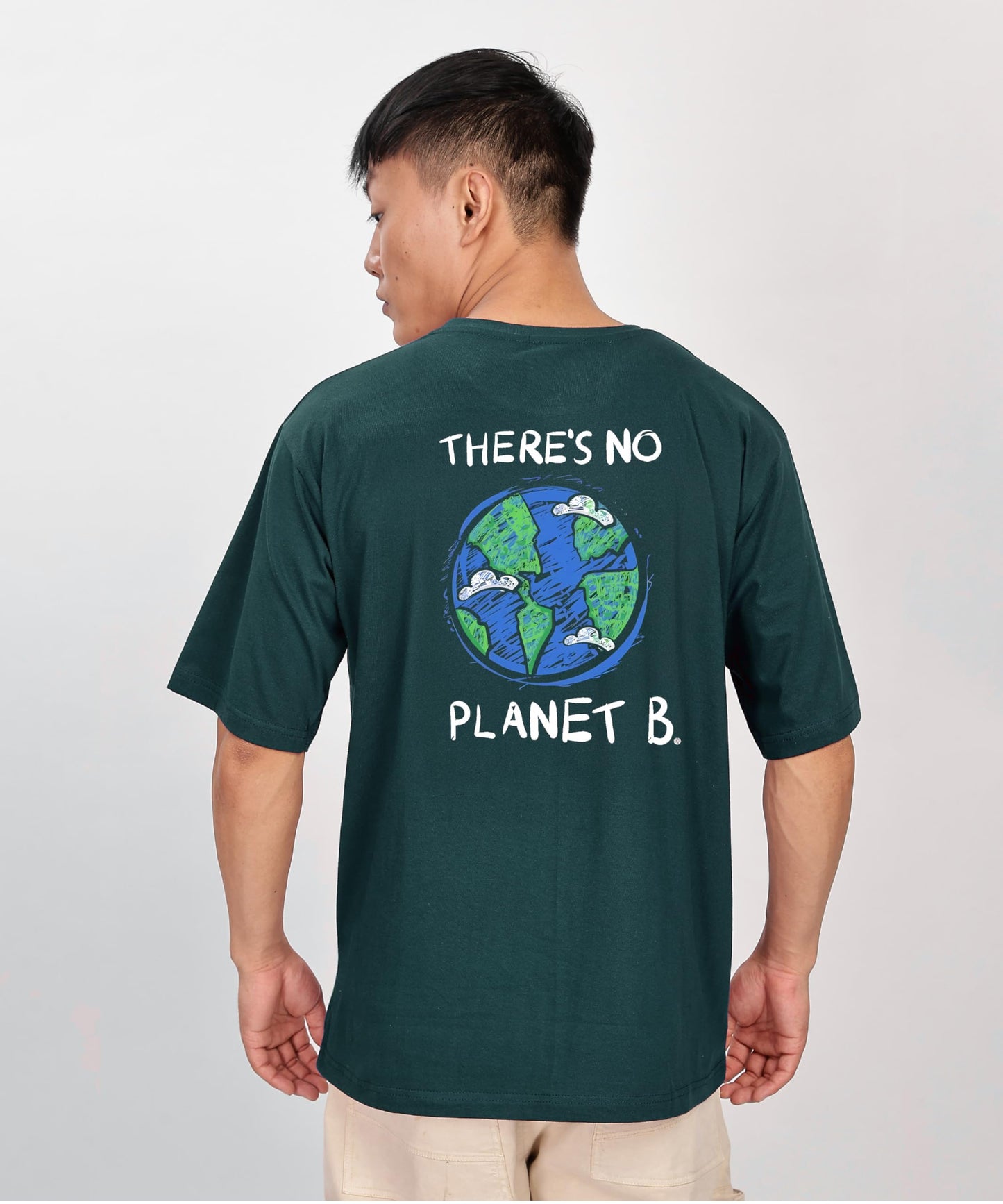 SHODOX Mens 100% Cotton Oversized Half Sleeve Tshirt for Men - Drop Shoulder Front and Back Printed Round Neck Tshirts, Relaxed