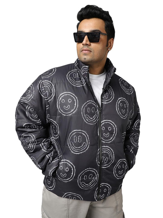 Bewakoof MenS Graphic Printed Oversized Plus Size Jacket_601655_Blue_3Xl