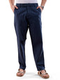 The Indian Garage Co Men Relaxed Cropped Vertical Striped Mid-Rise Trousers Navy