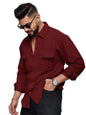 Noble Monk Mens Solid Casual Shirt |Full Sleeve | Regular Fit |Stylish Shirt for Men Maroon