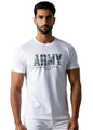 Peppyzone Mens Regular Fit T-Shirt (PZ-Army433_White