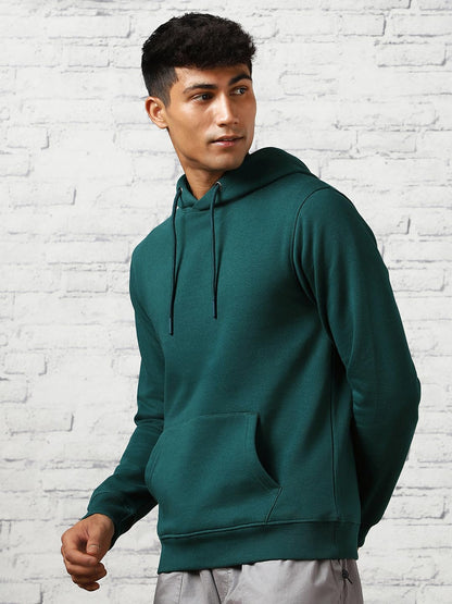 Nobero Elegant Unisex Verdigris Blue Cotton Solid Plain Hoody Sports Winter Gym Workout Running Travel Trekking Hooded Sweatshir