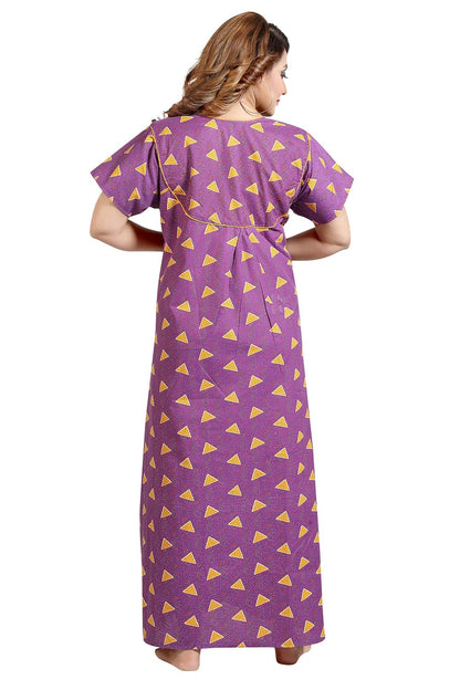 Fabme WomenS Cotton Printed Nightwear Nighty - Purple