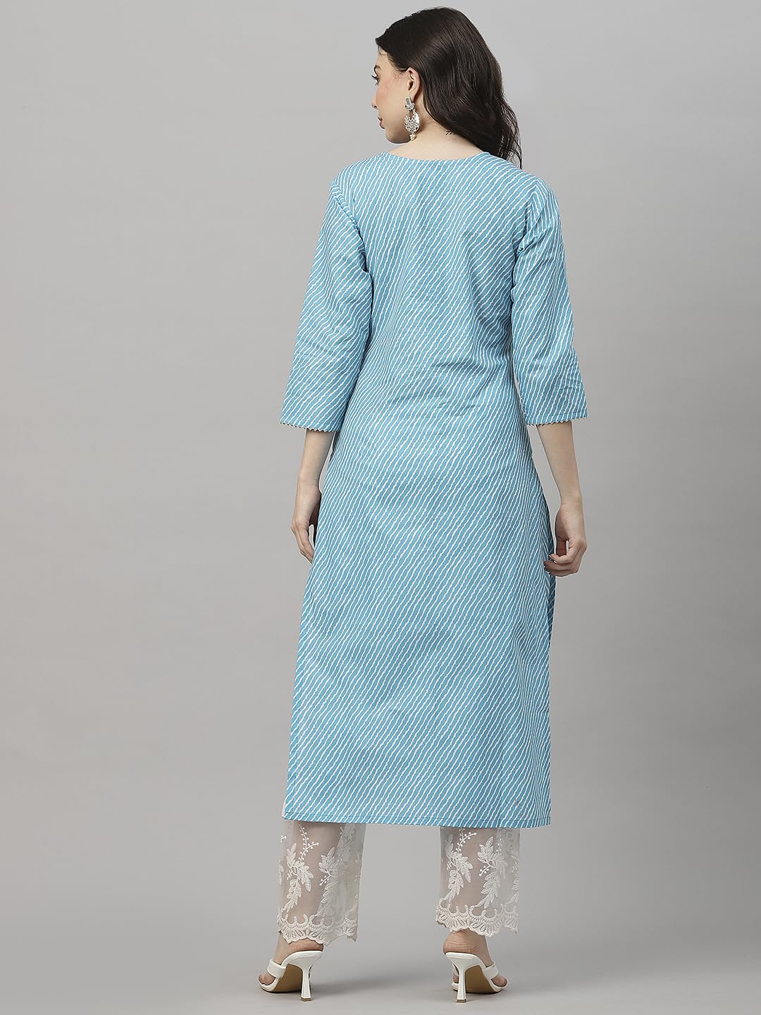 GoSriKi Women's Cotton Blend Embroidered Straight Kurta