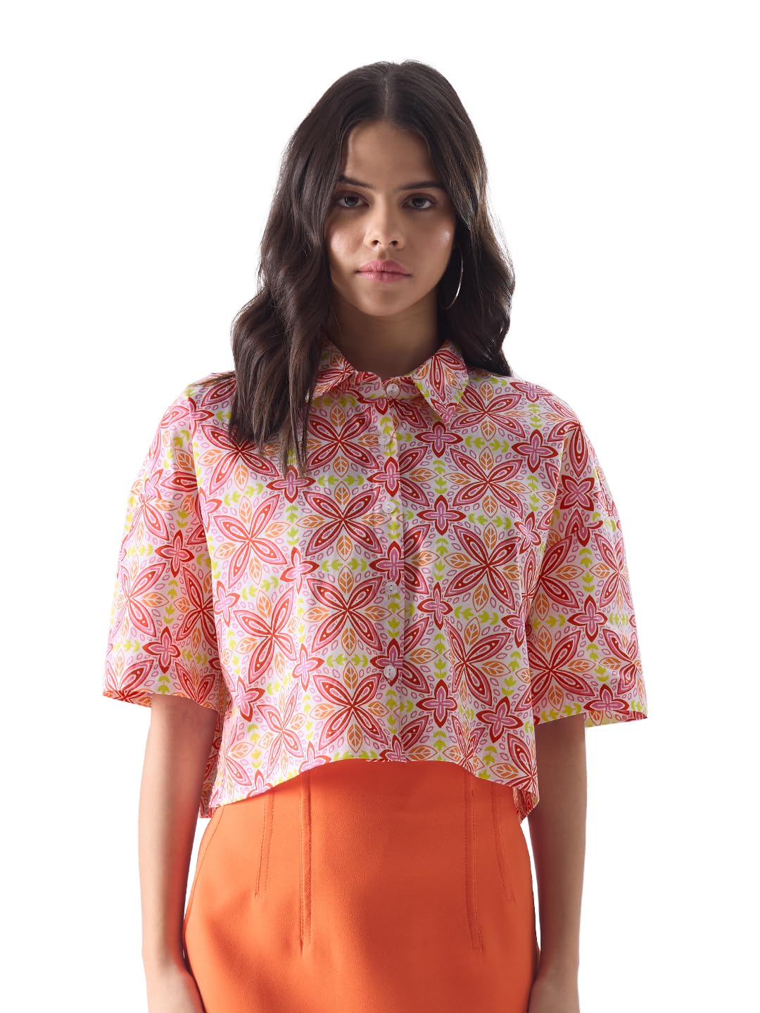 The Souled Store TSS Originals: Rosebloom Cropped Shirts Cropped Shirts Fashionable Trendy Graphic Prints Pop Culture Merchandis