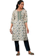 Libas WomenS Cotton Printed Straight Kurta (26945_Beige