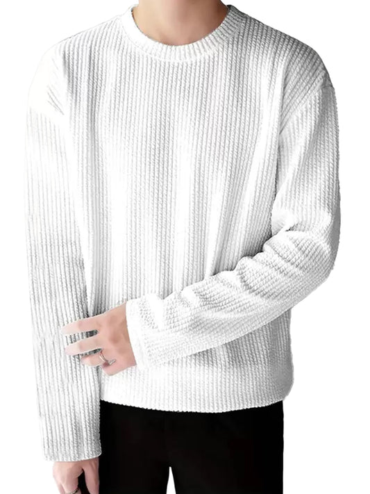 Noble Monk MenS Solid Regular Fit T-Shirt (T1202_Model_White
