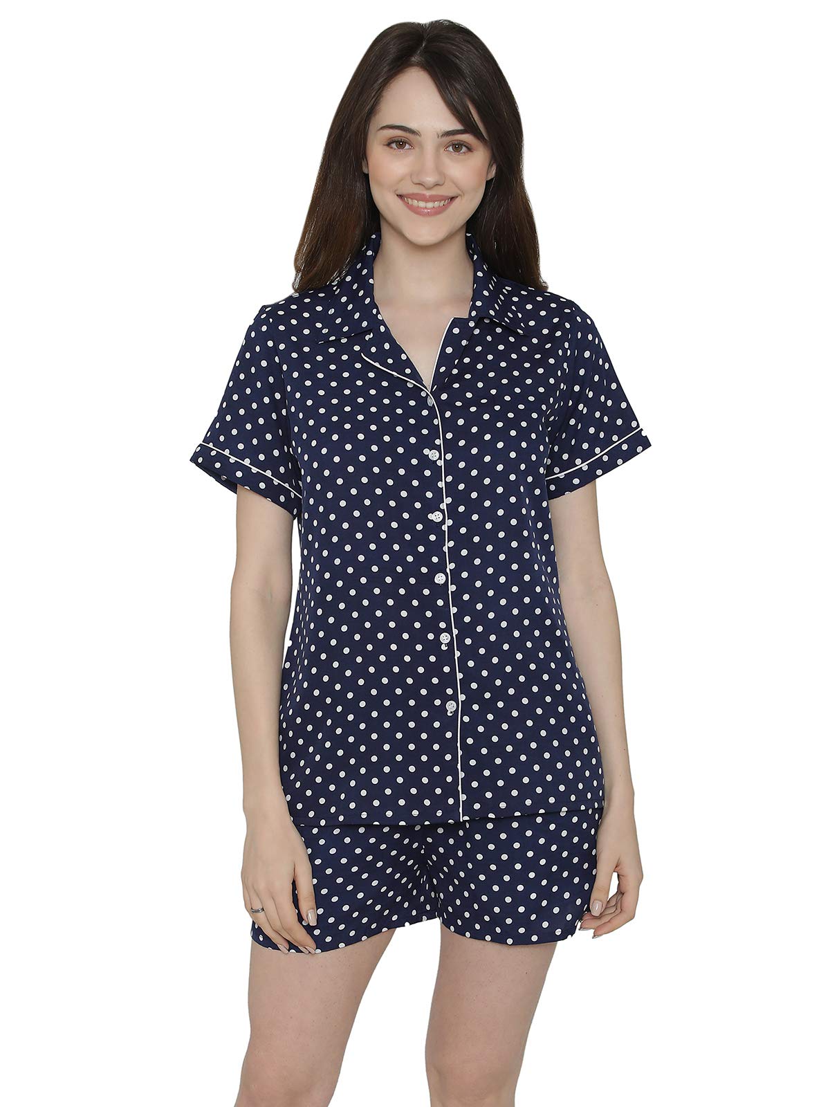 Clovia Crepe Womens Pajama Set Regular Sleepwear (Ls0225A08Xl_Blue_X-Large)