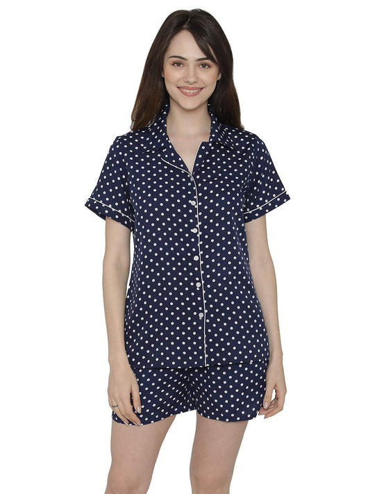 Clovia Crepe Womens Pajama Set Regular Sleepwear (Ls0225A08Xl_Blue_X-Large)