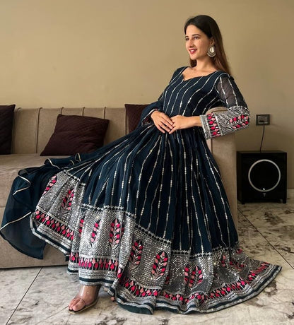 Fashion Basket WomenS Georgette Anarkali Dress