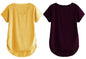 Fabricorn Combo Of Plain Mustard Yellow V-Neck And Wine Round Neck Up And Down Cotton Tshirt For Women (Mustard Yellow And Wine,