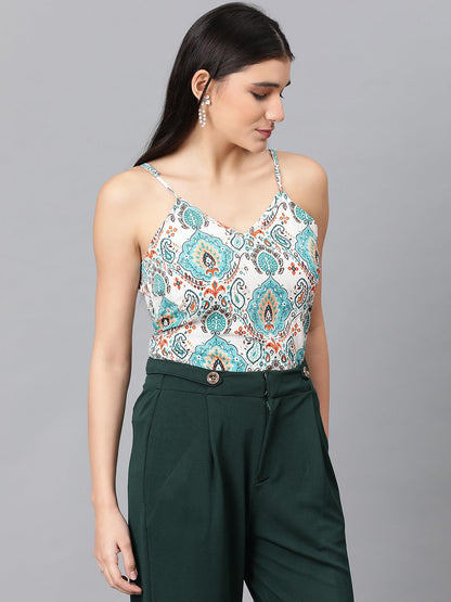 Kotty WomenS Casual Sleeveless Printed Multicolor Top