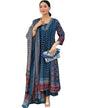 Toochki Women Printed Anarkali Kurta and Pant Set with Dupatta Teal Blue