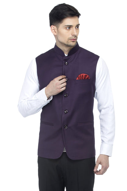 Favoroski Bandhgala Sleeveless Jackets Ethnic Men'S Wear Waistcoat (Violet)
